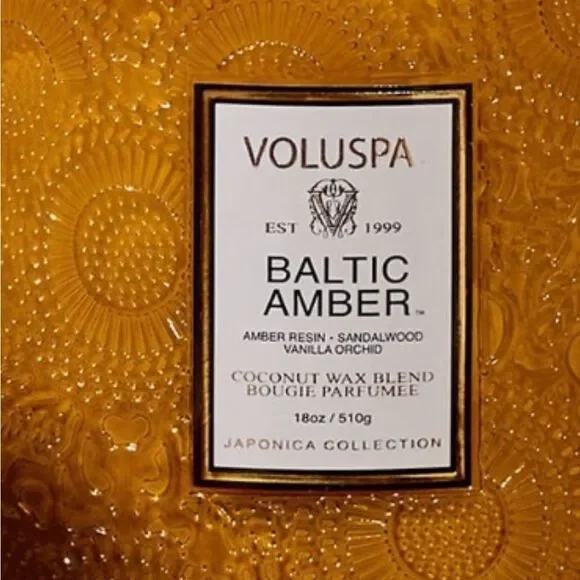 Anthropologie NIB Voluspa Japonica Baltic Amber Glass Jar Candle​ 16 Ounces - Picture 5 of 8